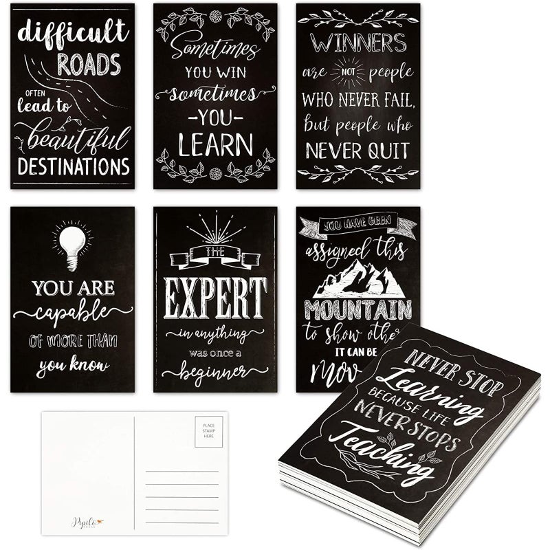 Pipilo Press Postcards for Mailing - 4 x 6 In, Black, 40-Pack, Modern - Motivational Postcards with Quotes & Inspirational Designs - Image 1